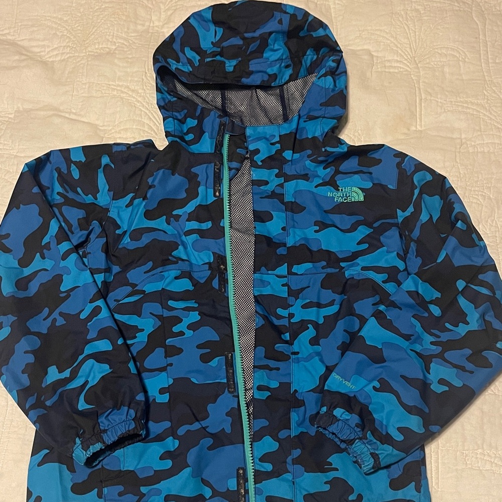 The North Face Blue and Black Camo Jacket - Size M